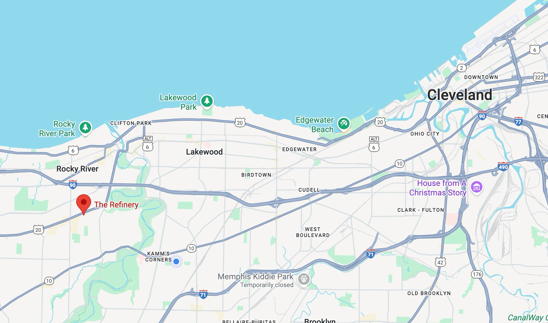 Map showing location of The Refinery