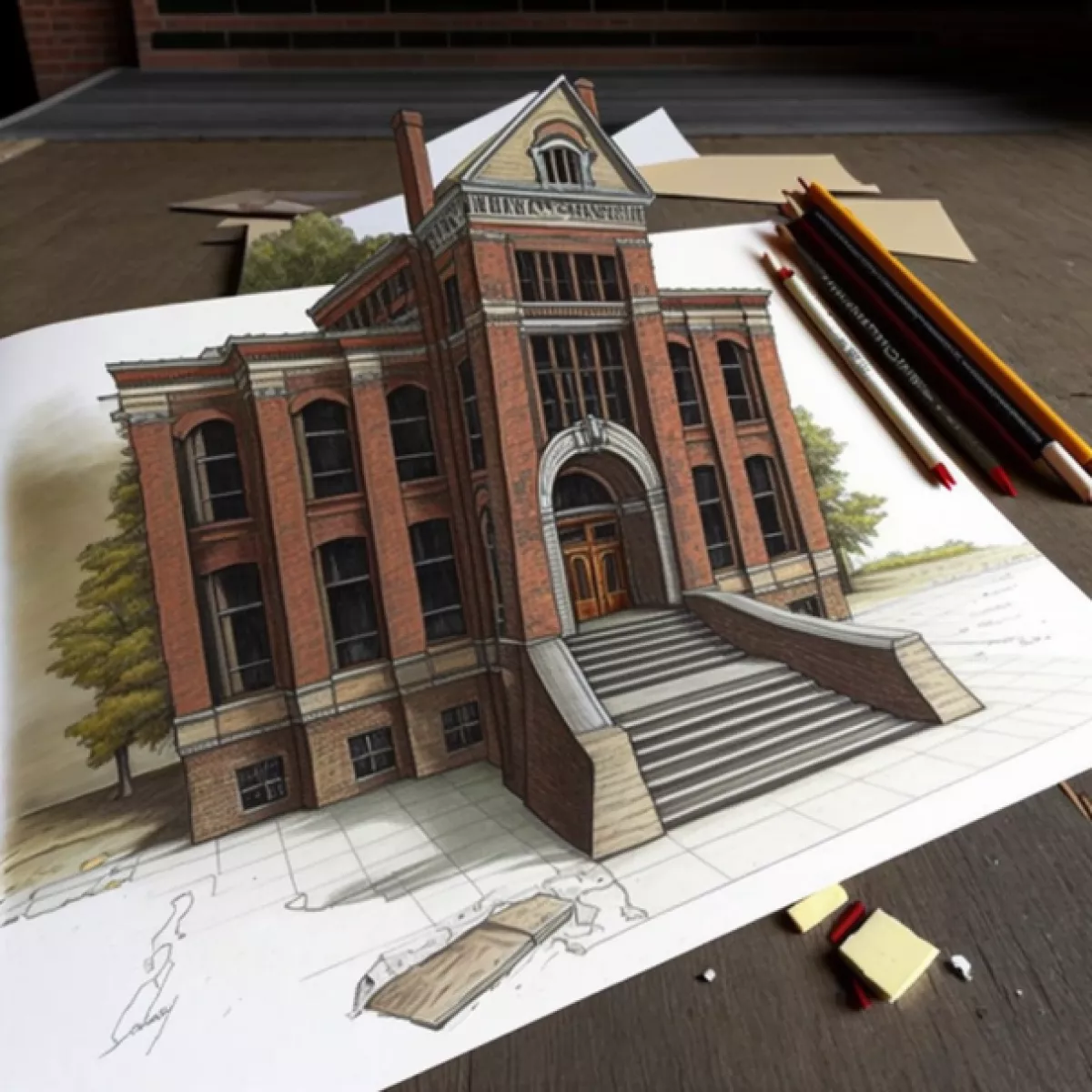 405 3 D drawing of an abandoned high school 38df06c7 e930 41eb a09d 2ac47bf35f00